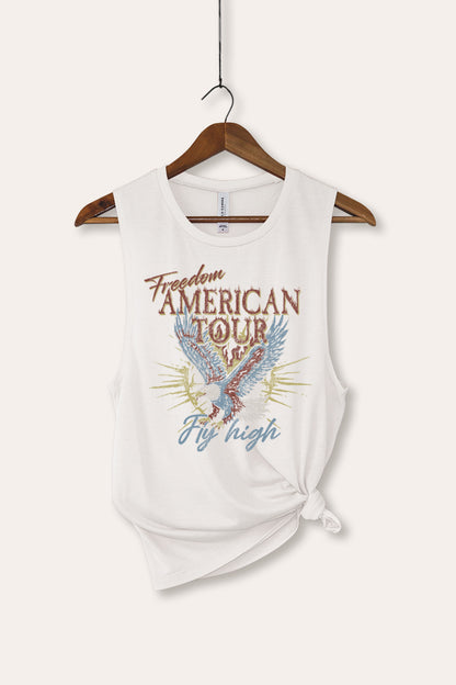 American Freedom Eagle Graphic Women's Jersey Tank Top