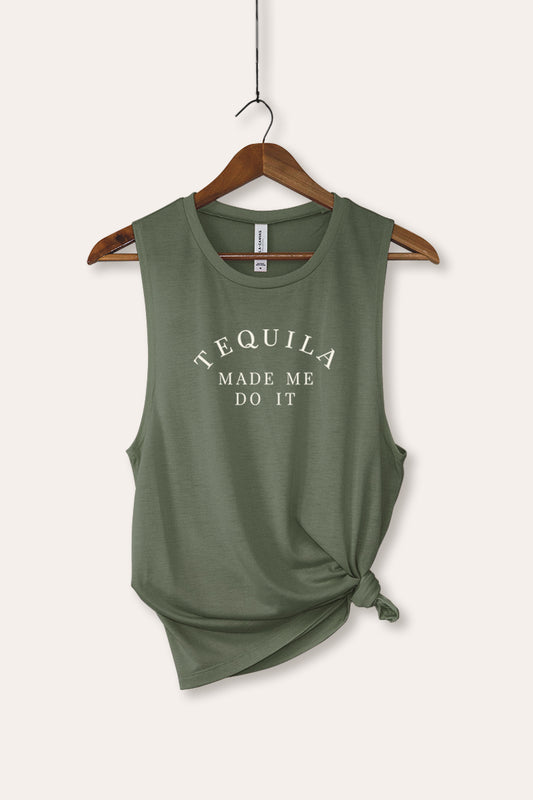 Tequila Made Me Do It Graphic Women's Jersey Tank Top