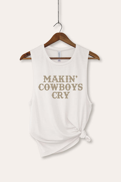 Makin' Cowboys Cry Western Graphic Women's Jersey Tank Top