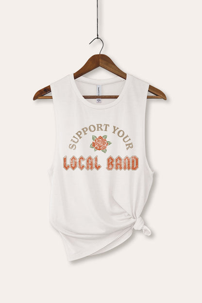 Support Your Local Band Rose Graphic Women's Jersey Tank Top