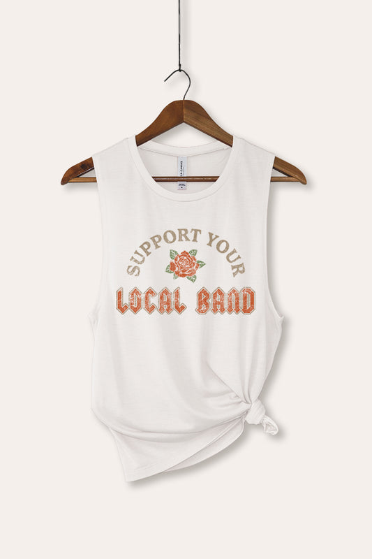 Support Your Local Band Rose Graphic Women's Jersey Tank Top