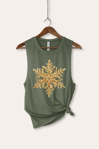 golden snowflake graphic bella+canvas® tank top