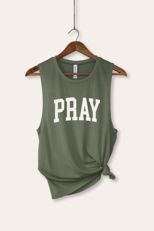 Pray Lettering Typography Women's Jersey Tank Top