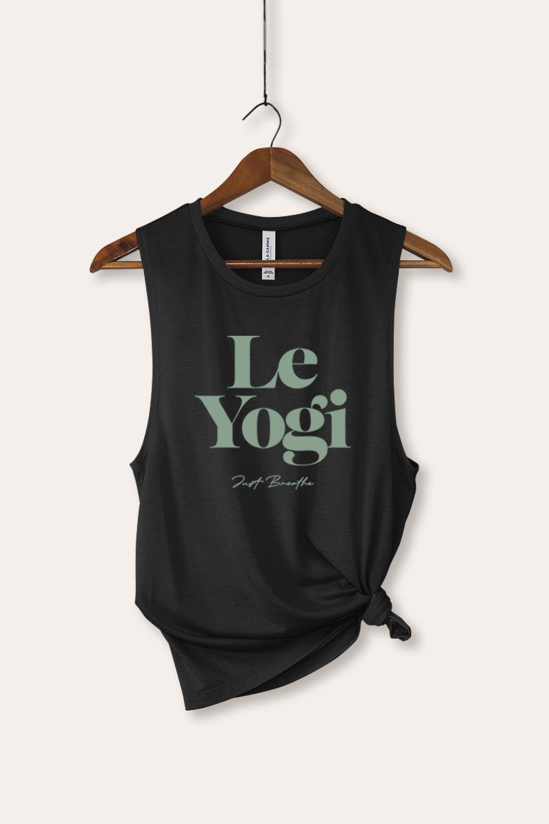 Le Yogi "Just Breathe" Graphic Women's Jersey Tank Top
