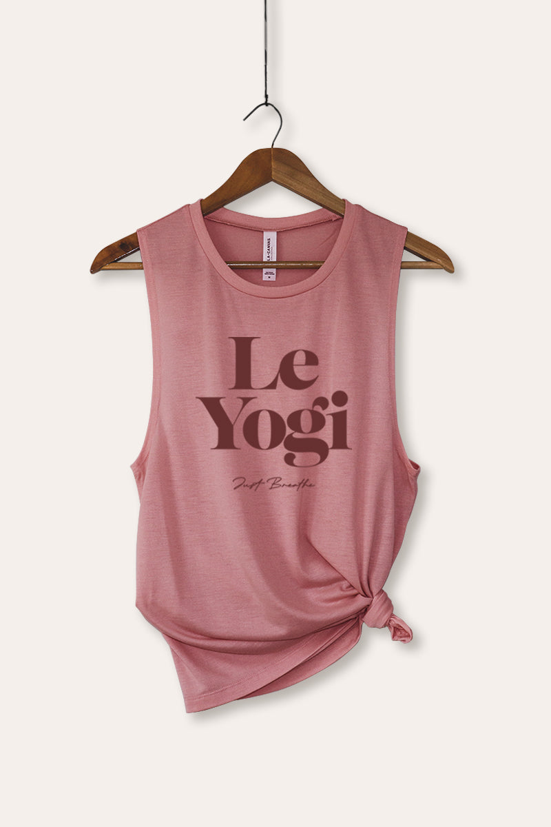 Le Yogi "Just Breathe" Graphic Women's Jersey Tank Top