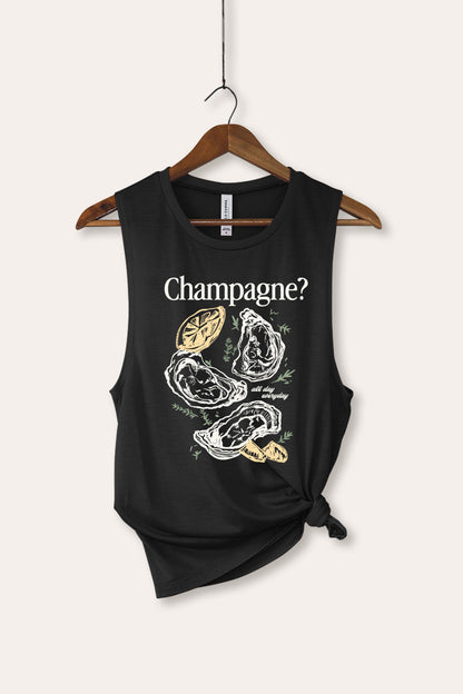 Champagne Oyster Coastal Graphic Women's Jersey Tank Top