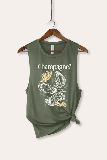Champagne Oyster Coastal Graphic Women's Jersey Tank Top