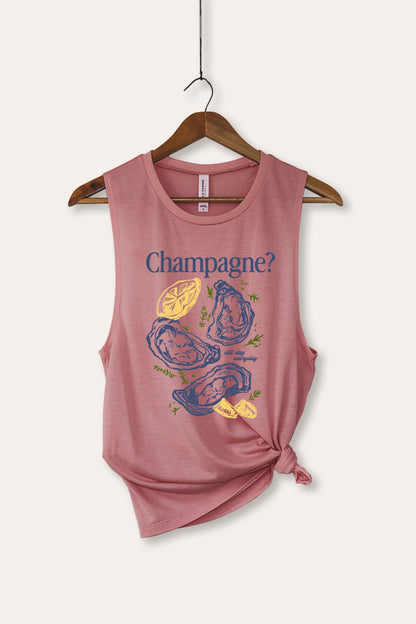 Champagne Oyster Coastal Graphic Women's Jersey Tank Top