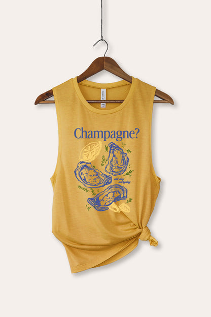 Champagne Oyster Coastal Graphic Women's Jersey Tank Top