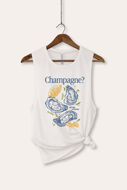 Champagne Oyster Coastal Graphic Women's Jersey Tank Top