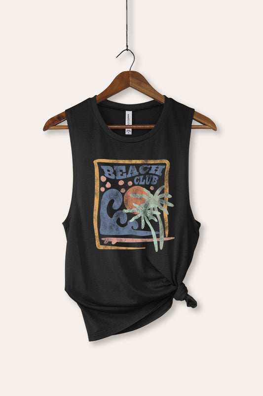 Beach Club Coastal Graphic Women's Jersey Tank Top