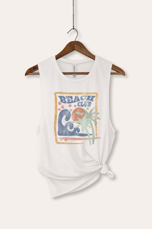 Beach Club Coastal Graphic Women's Jersey Tank Top