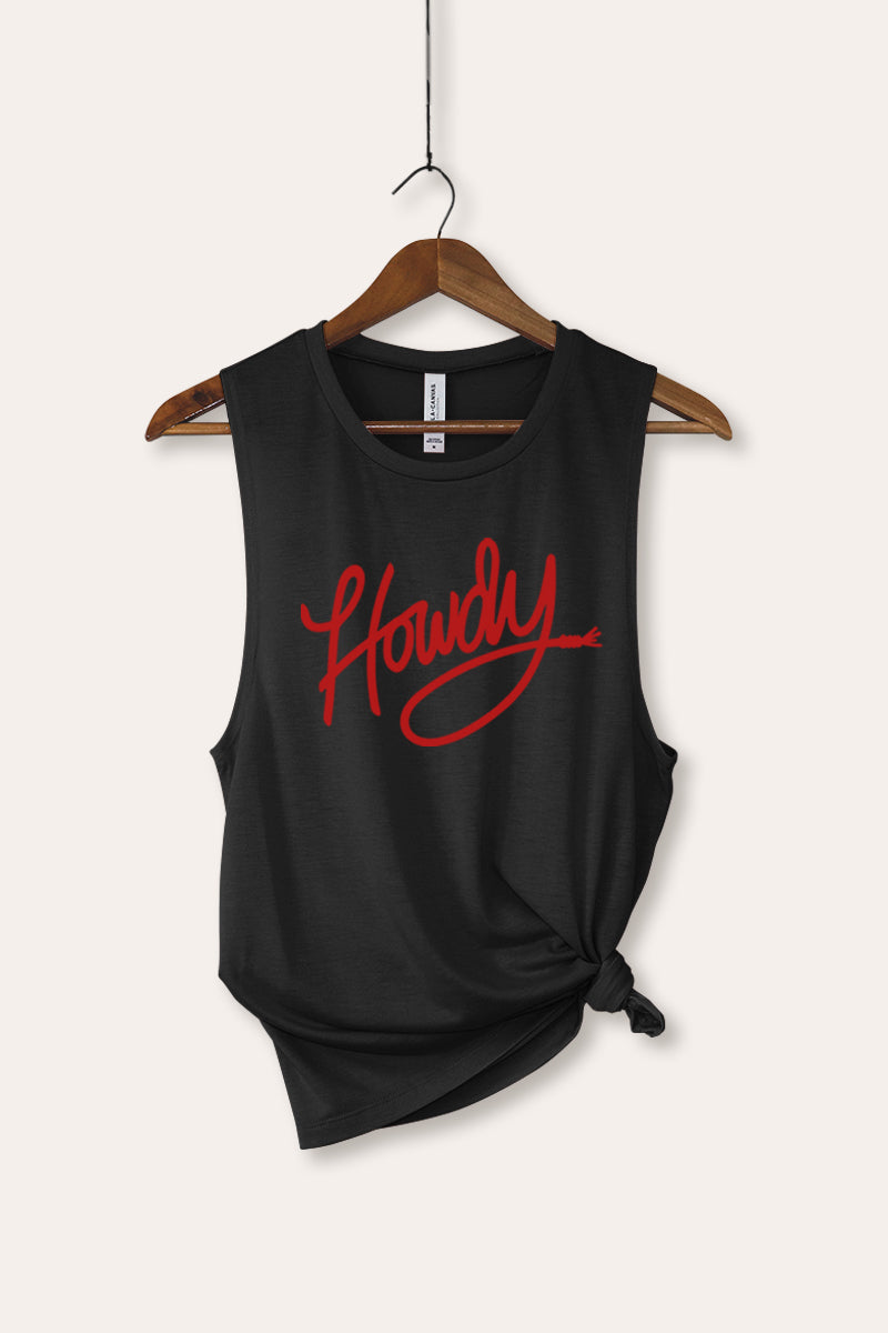 Howdy Western Cursive Graphic Women's Jersey Tank Top