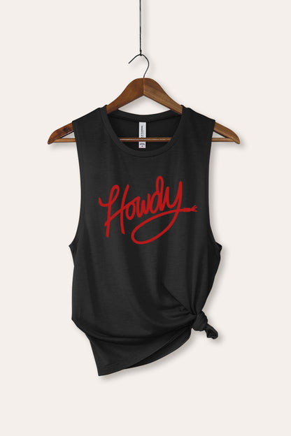 Howdy Western Cursive Graphic Women's Jersey Tank Top