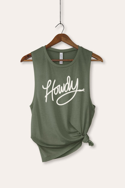 Howdy Western Cursive Graphic Women's Jersey Tank Top