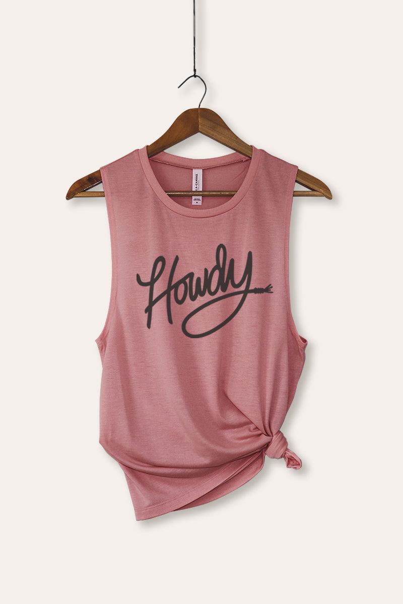 Howdy Western Cursive Graphic Women's Jersey Tank Top