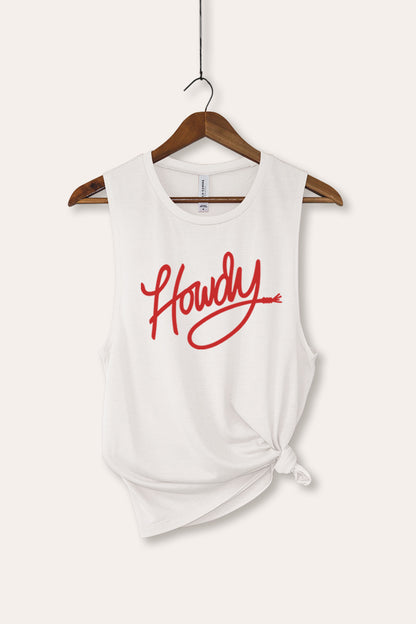 Howdy Western Cursive Graphic Women's Jersey Tank Top