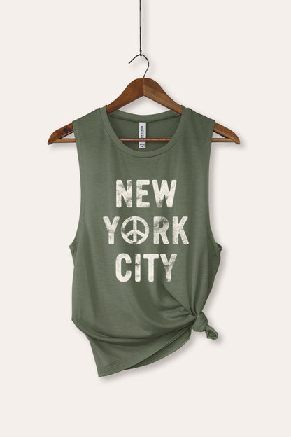 New York City Peace Sign Graphic Women's Jersey Tank Top