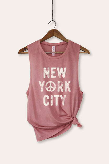 New York City Peace Sign Graphic Women's Jersey Tank Top