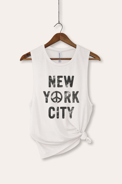 New York City Peace Sign Graphic Women's Jersey Tank Top