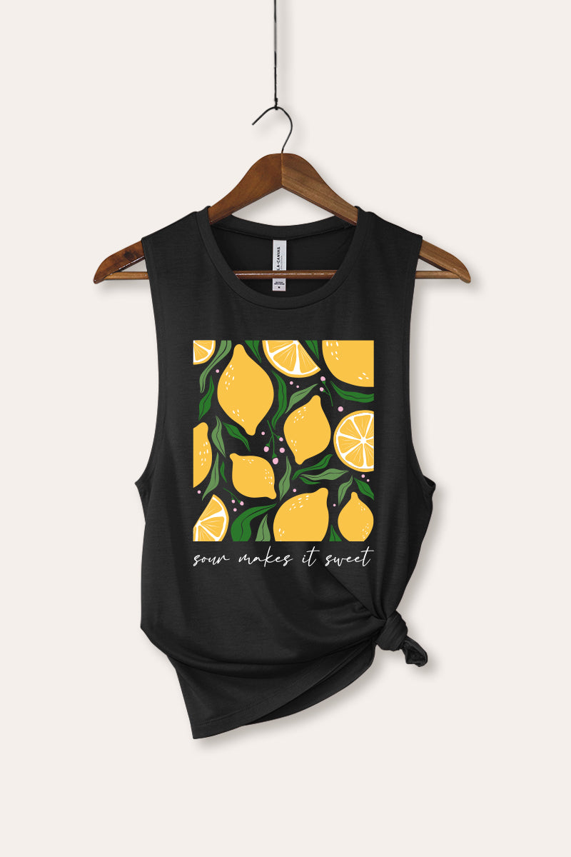 Sour & Sweet Lemon Fruit Graphic Women's Jersey Tank Top