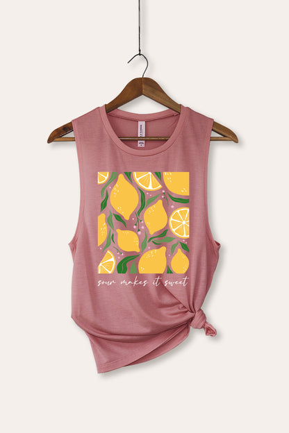 Sour & Sweet Lemon Fruit Graphic Women's Jersey Tank Top