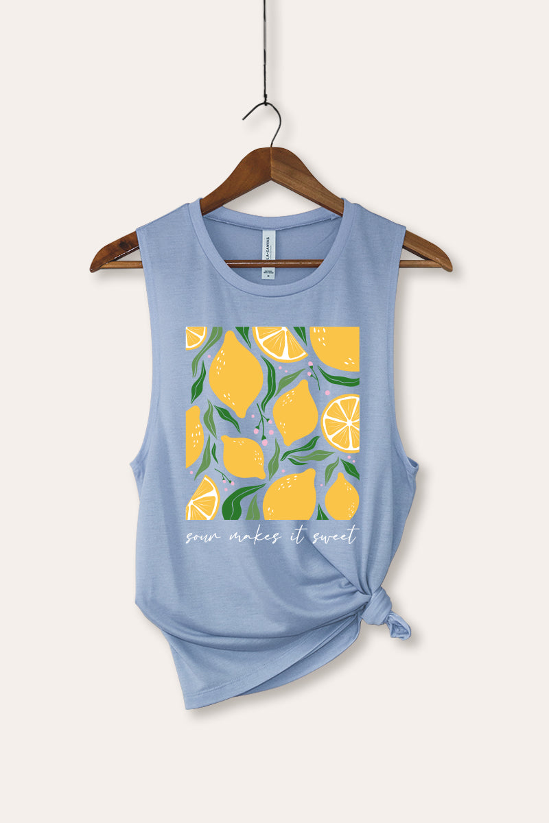Sour & Sweet Lemon Fruit Graphic Women's Jersey Tank Top