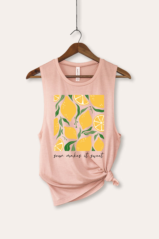 Sour & Sweet Lemon Fruit Graphic Women's Jersey Tank Top