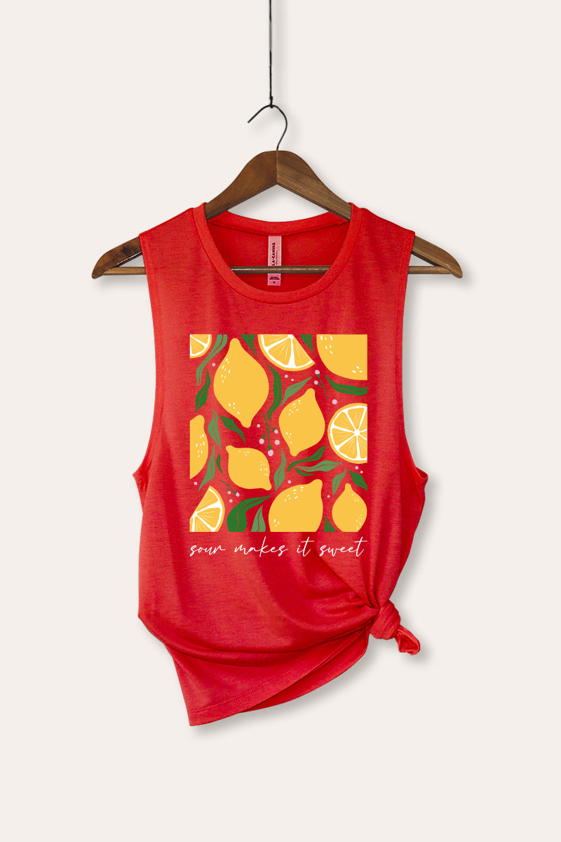 Sour & Sweet Lemon Fruit Graphic Women's Jersey Tank Top