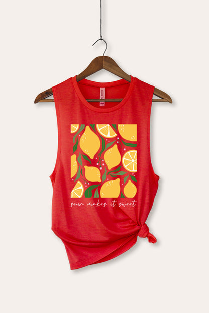 Sour & Sweet Lemon Fruit Graphic Women's Jersey Tank Top