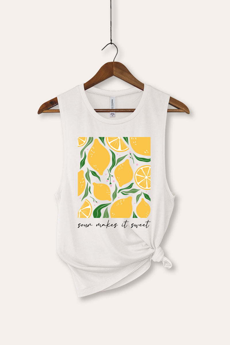 Sour & Sweet Lemon Fruit Graphic Women's Jersey Tank Top