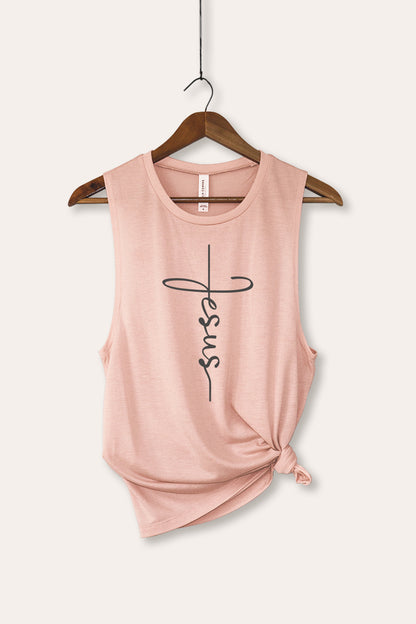 Jesus Cross Typography Women's Jersey Tank Top