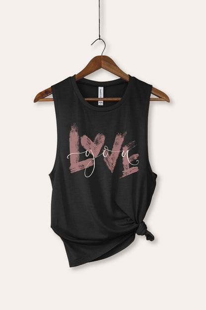Love You Heart Graphic Women's Jersey Tank Top