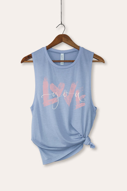 Love You Heart Graphic Women's Jersey Tank Top