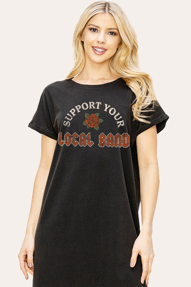 Support Your Local Band Rose Graphic Women's Midi Dress