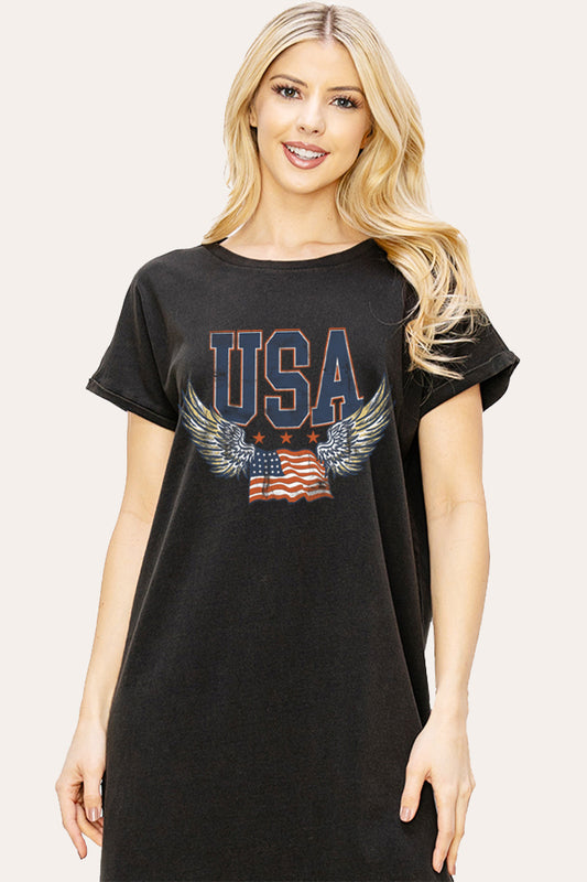 USA Flag Wings Of Freedom Graphic Women's Midi Dress
