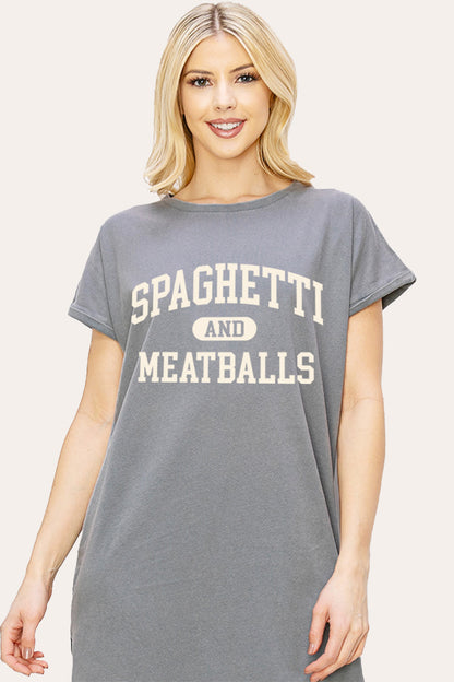 spaghetti & meatballs graphic midi dress