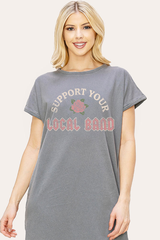 Support Your Local Band Rose Graphic Women's Midi Dress