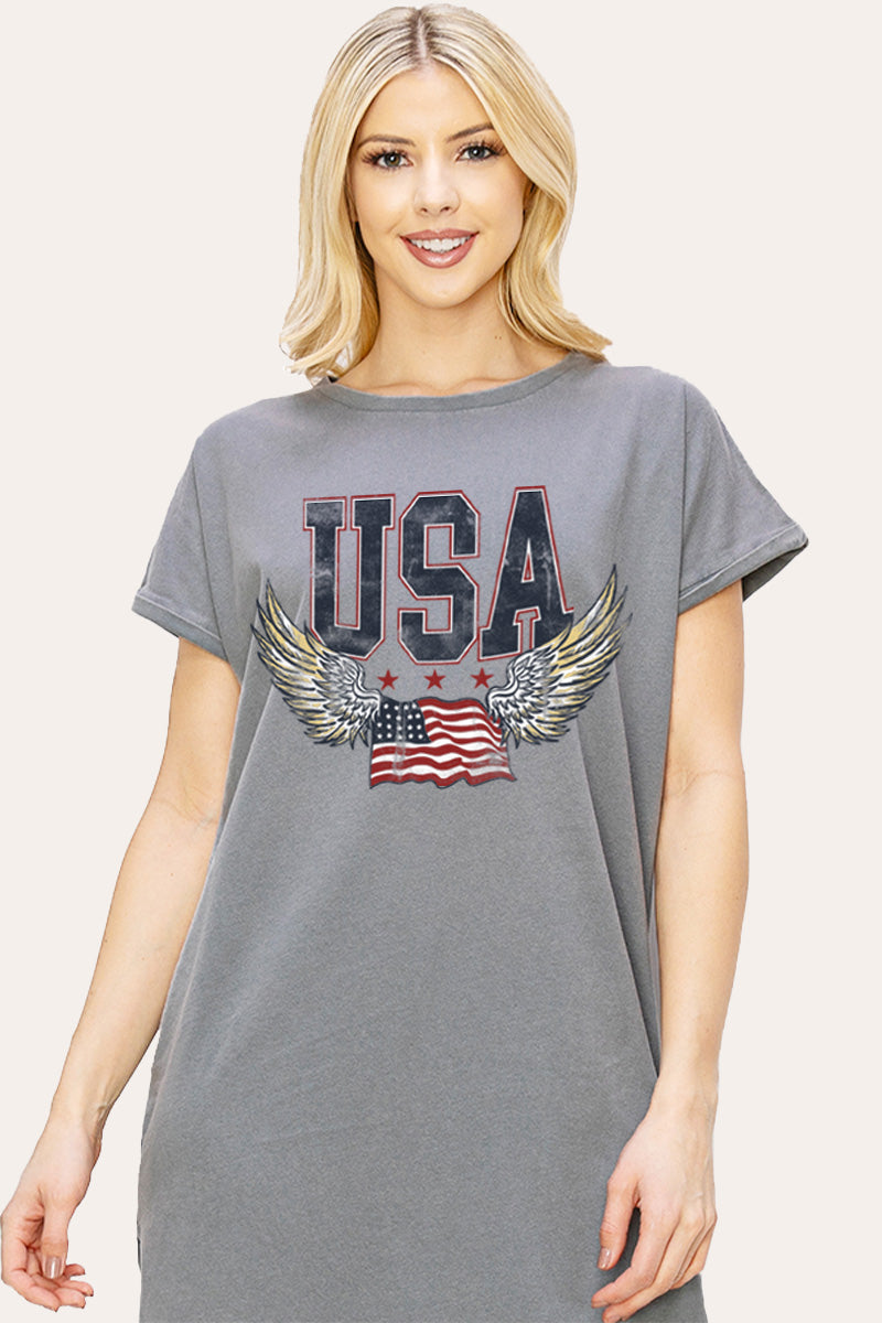 USA Flag Wings Of Freedom Graphic Women's Midi Dress