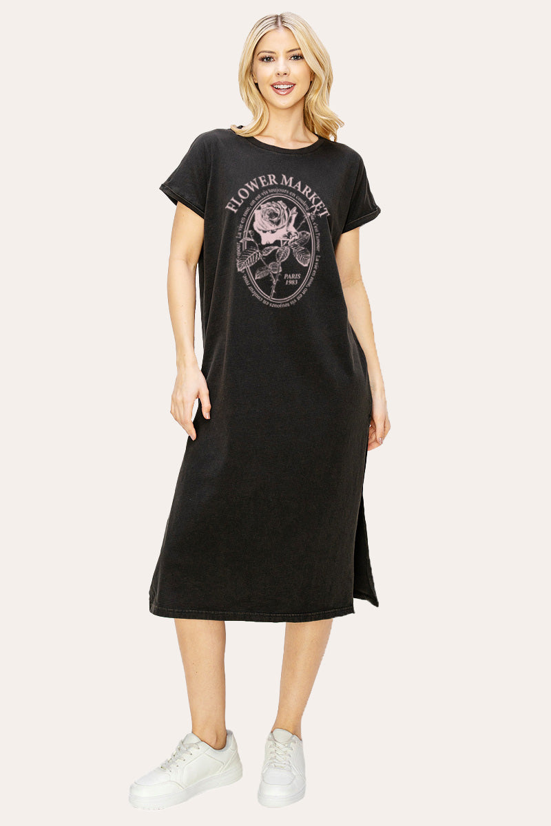 Flower Market Rose Graphic Women's Midi Dress