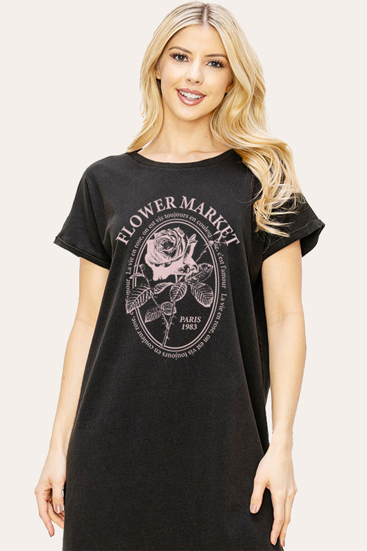 Flower Market Rose Graphic Women's Midi Dress