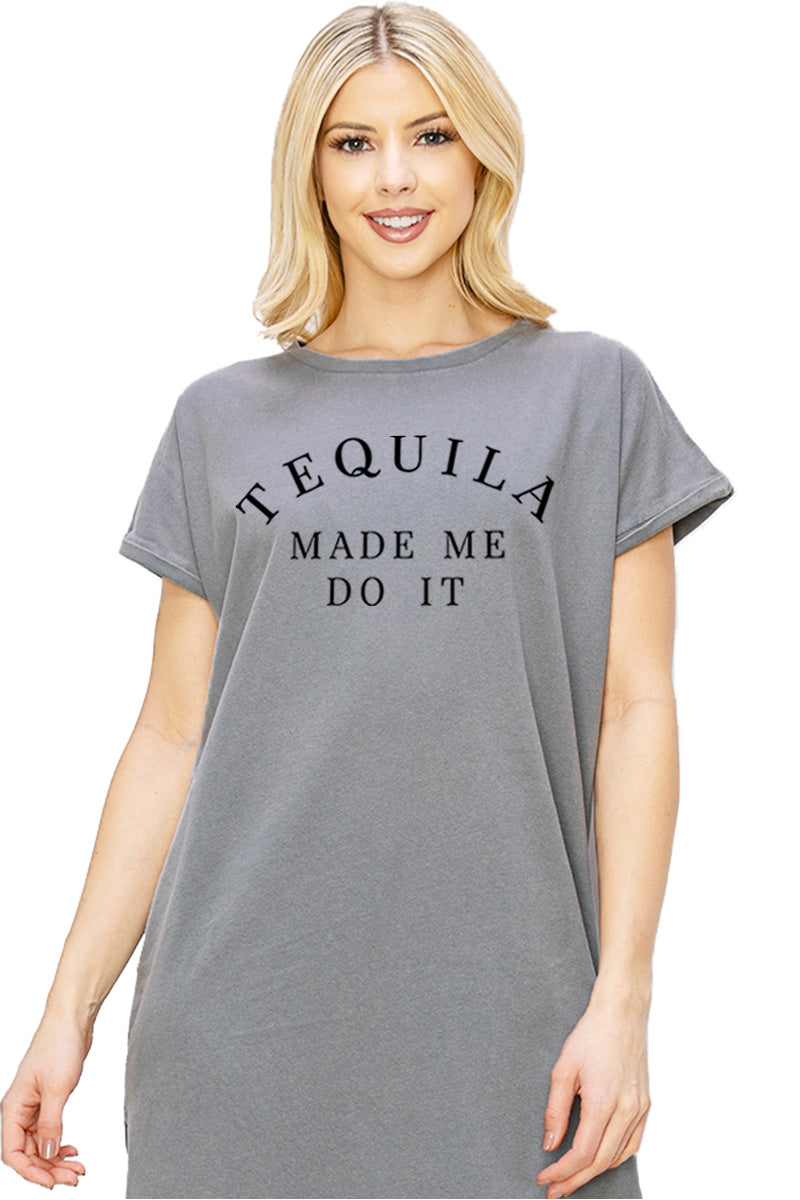 "tequila made me do it" graphic midi dress