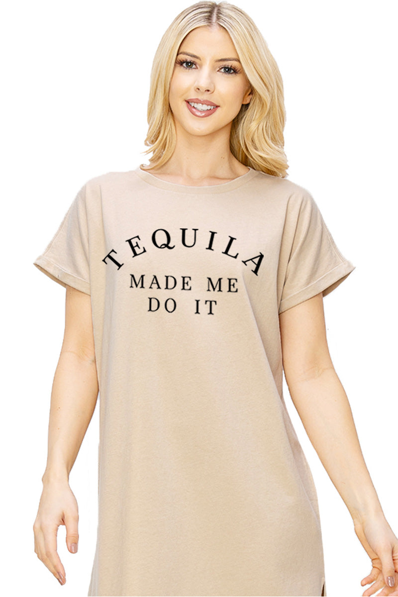"tequila made me do it" graphic midi dress