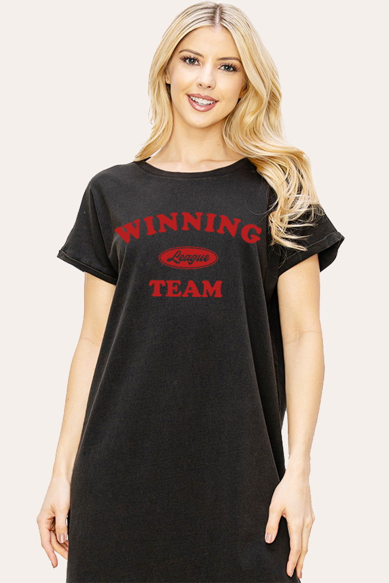 "winning team" graphic midi dress