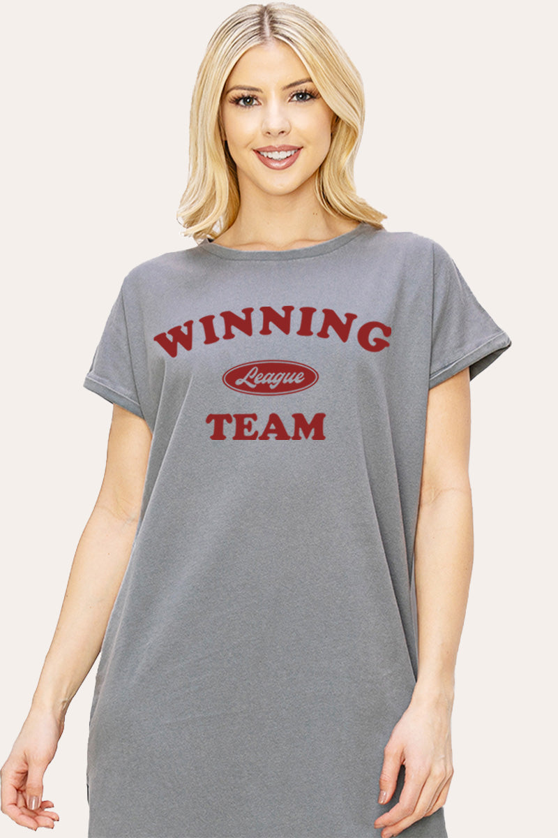 "winning team" graphic midi dress