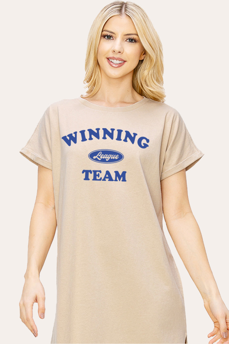 "winning team" graphic midi dress