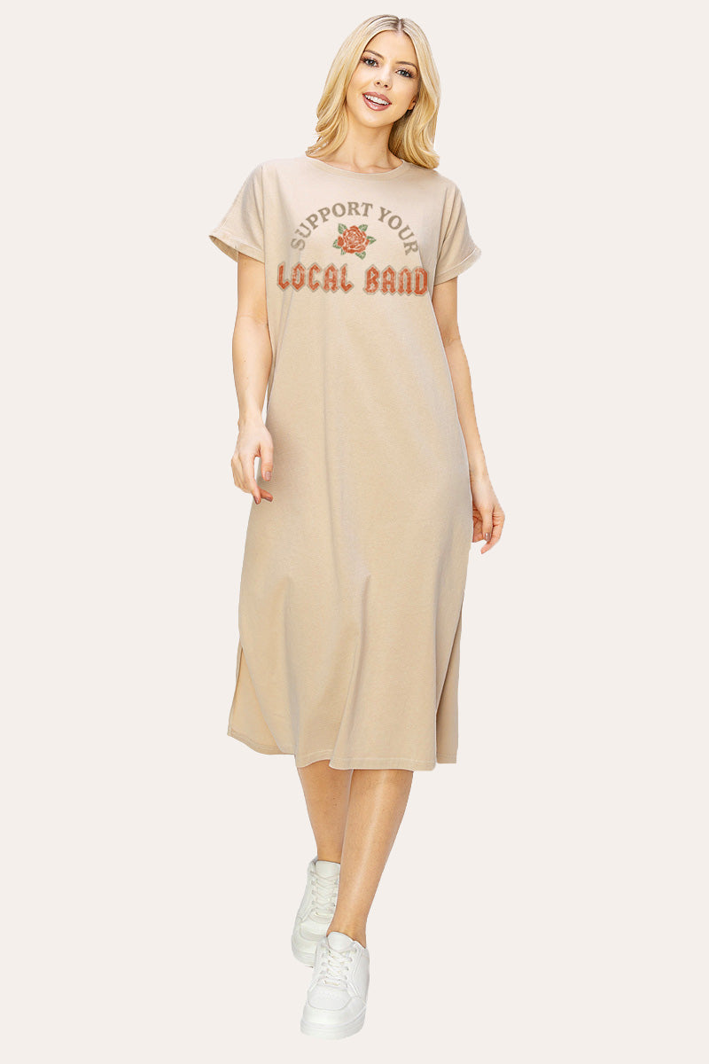 Support Your Local Band Rose Graphic Women's Midi Dress