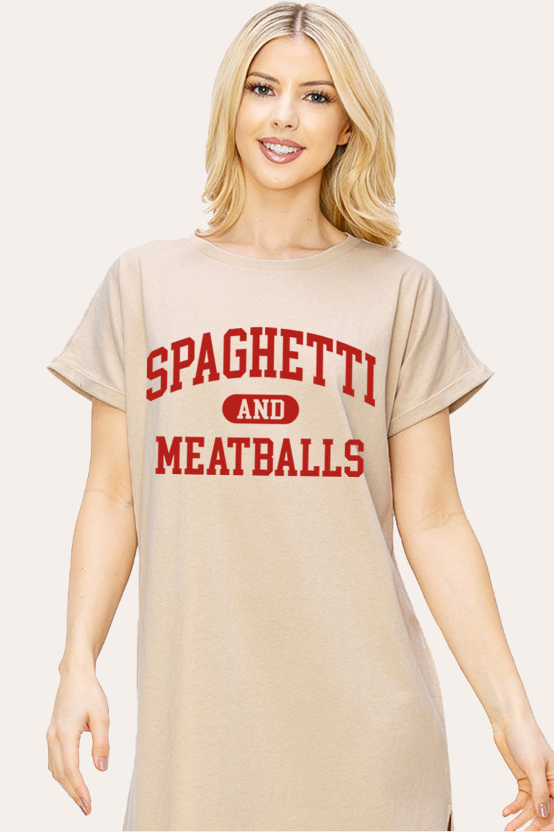spaghetti & meatballs graphic midi dress