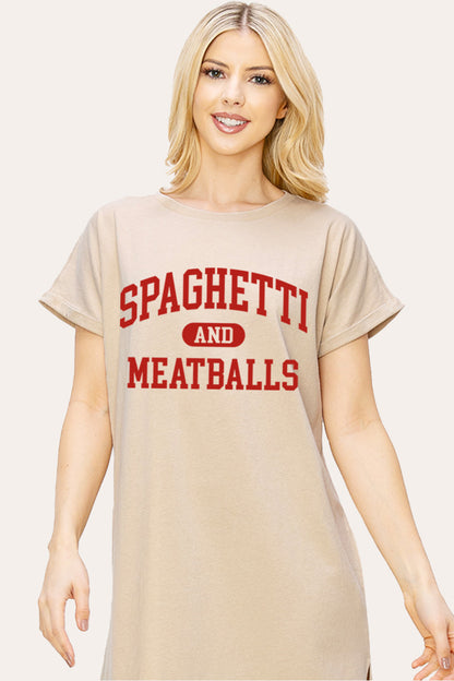 spaghetti & meatballs graphic midi dress
