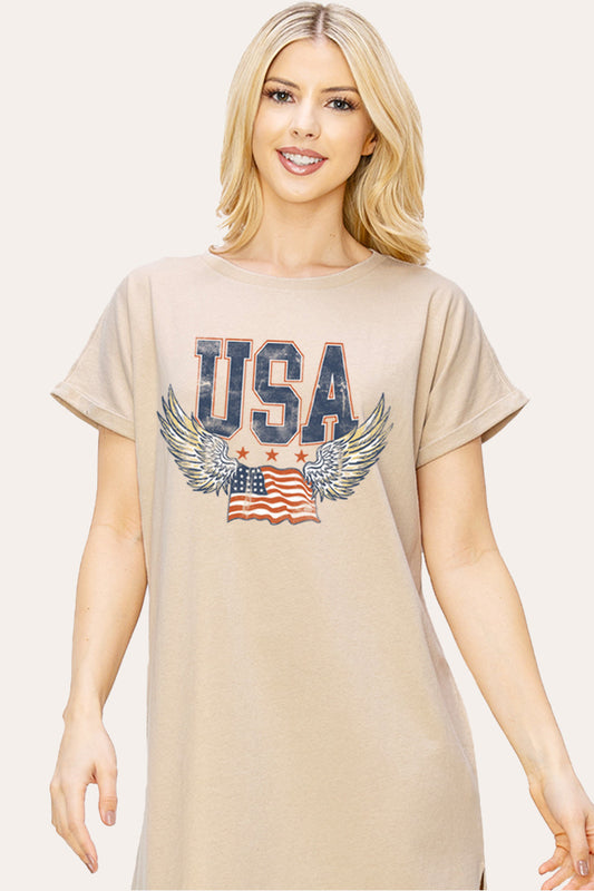 USA Flag Wings Of Freedom Graphic Women's Midi Dress